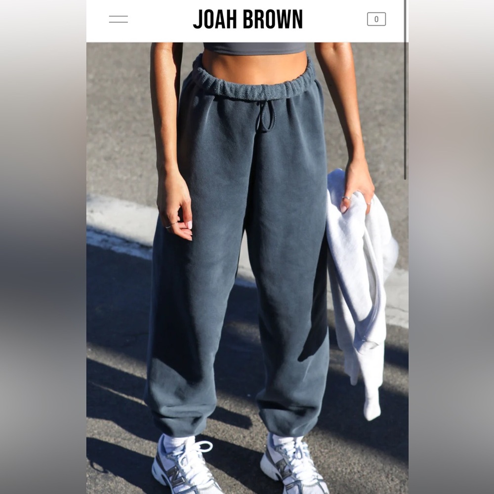 Joah Brown Sweatpants Oversized Jogger S/M in Washed Navy French Terry